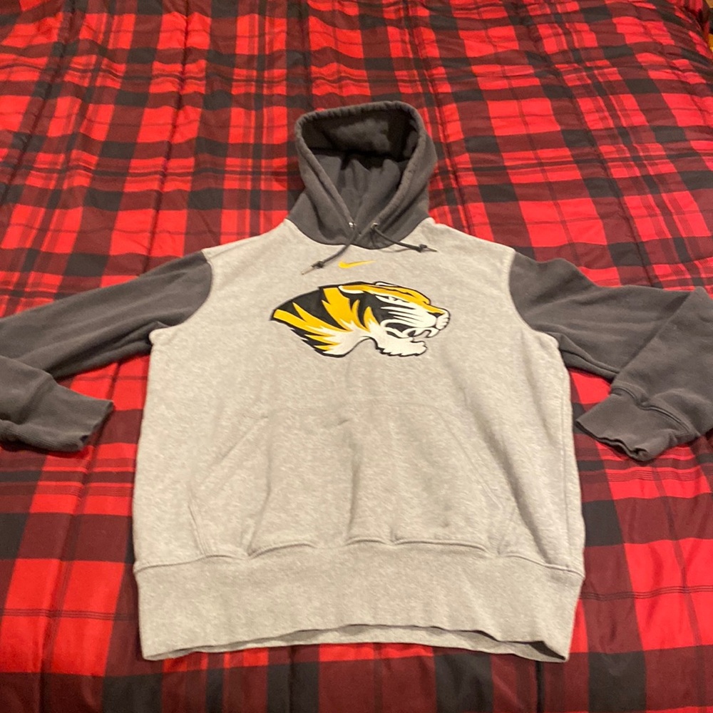 Nike Mizzou Gray Hoodie with Yellow Tiger Logo